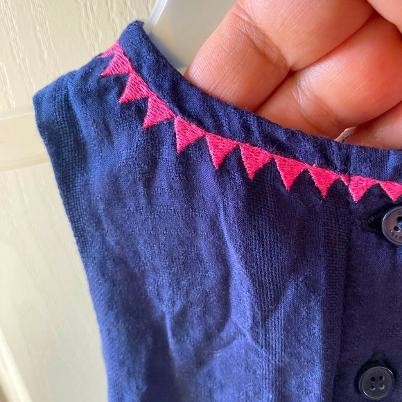 Baby B’Gosh Navy Floral Sleeveless Dress. Navy/Pink with Gold Waist Detail. 18M. - Picture 6 of 7